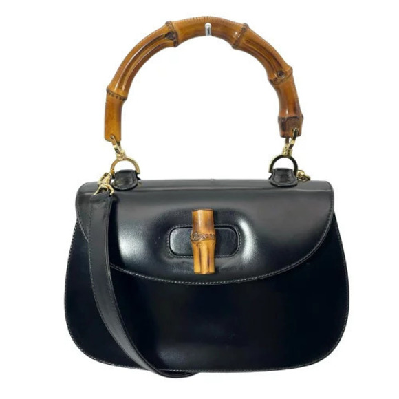 Gucci Handbags - Gucci Bamboo Handbag Leather Black